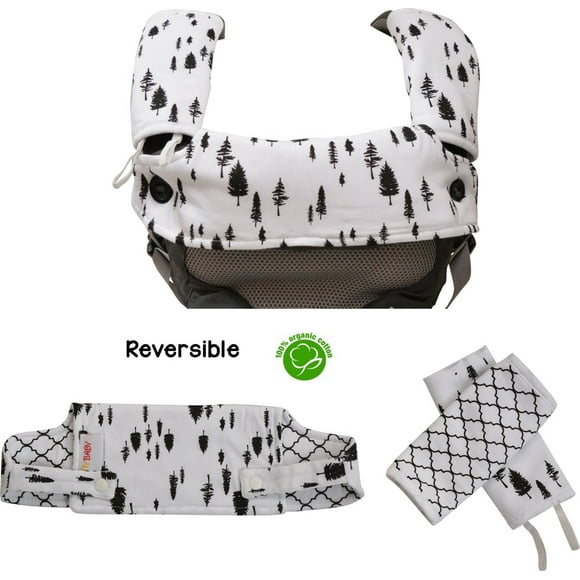 Housse de Porte-Bébé en Coton Biologique, Coussinets Anti-Bave et de Dentition avec Bavoir, Convient à Tous les Porte-Bébés, Arbres par HnyBaby