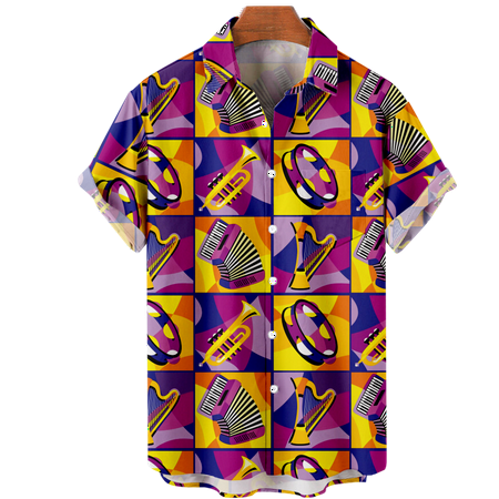 

MLFU Big & Tall Men Guitar Musical Graphic Tee Shirts Vintage Cotton Blouses For Men Boys