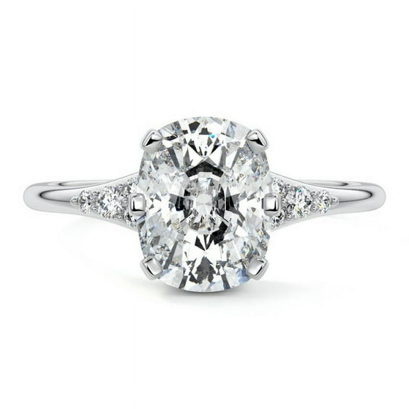 Golden Jewelry 1.6 Ct Cushion Cut Moissanite Engagement Ring - 14K White Gold Plated Engagement Ring - Solitaire with Accents Ring for Women - Anniversary Gift - Moissanite Ring for Women