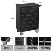 7-Drawer Rolling Tool Chest Cabinet, Large Capacity Metal Tool Box with Wheels,Black02