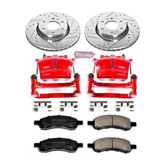 PowerStop Front Z23 Evolution Sport Brake Pad and Rotor Kit with Red Powder Coated Calipers Fits: BUICK CHEVROLET GMC SAAB Select Models KC2059