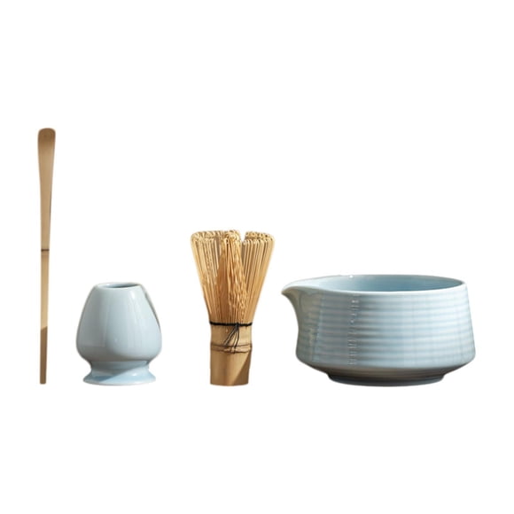 4 piezas de bateador de set de matcha tradicional con de té con cuchara de té WHISK BAYLA Bowl set para restaurante en casa Azul