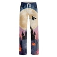 thumbnail image 4 of Women's Halloween Pajama Pants Pumpkin Skull Wide Leg Funny Sleep Pants Witch Hat Bat Elastic High Waist Horror Pajama Pants, XL, 4 of 4