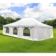 Party Tents Direct Weekender Pole Tent Party Canopy with Sidewalls, 20x30 White