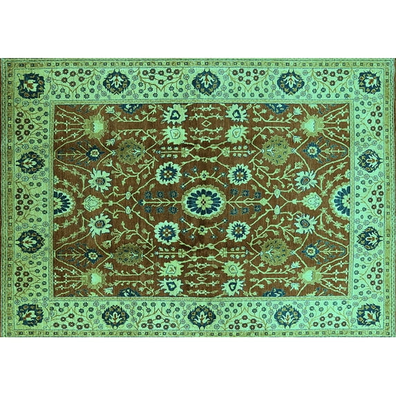 Ahgly Company Machine Washable Indoor Rectangle Oriental Turquoise Blue Industrial Area Rugs, 2' x 5'