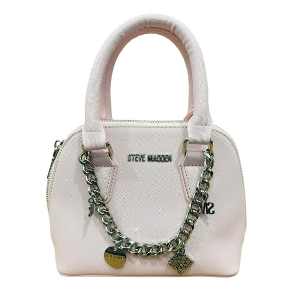 Bolsa Mini Crossbody Steve Madden color Rosa de nylon con asa fija ajustable, mide 25 cm de ancho por 19 cm de alto, incluye monedero mide 11 cm de alto por 8 cm de ancho.