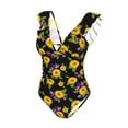 thumbnail image 4 of Yiaed Daisies Flowers Print Women's Ruffled One Piece Swimsuit V Neck Swimwear Slimming Monokini for Woman-X-Large, 4 of 8