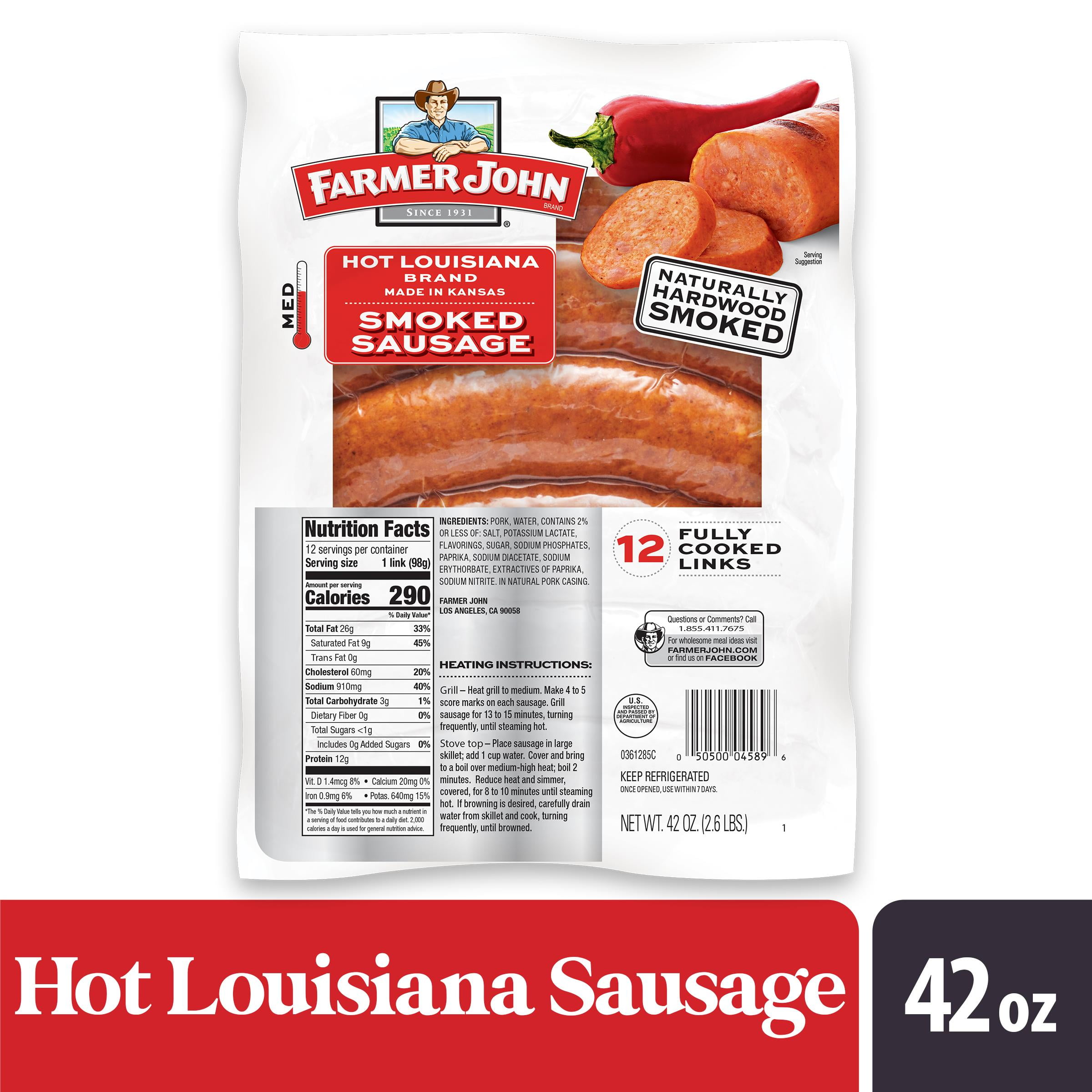 Farmer John Sausage Where To Buy Farmer John Hot Louisiana Brand Smoked Sausage, 42 oz - Walmart.com