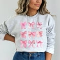 thumbnail image 2 of Pink Bow Print Coquette Sweatshirt, Cute Girly Long Sleeve Bow Pattern Top, Feminine Casual Pullover, Soft Pink Bow Sweatshirt for Women, 2 of 7