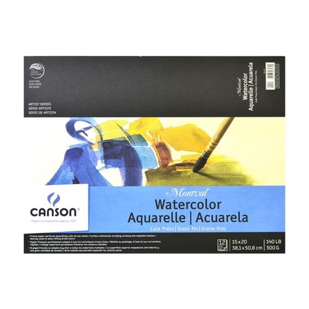 Canson Montval Watercolor Pad - 15" x 20", Tape Bound, 12 Sheets