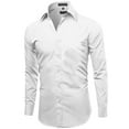 thumbnail image 2 of Men's Slim Fit Button Up Long Sleeve Solid Dress Shirt - White - M (15-15.5) 34/35 sleeve, 2 of 5