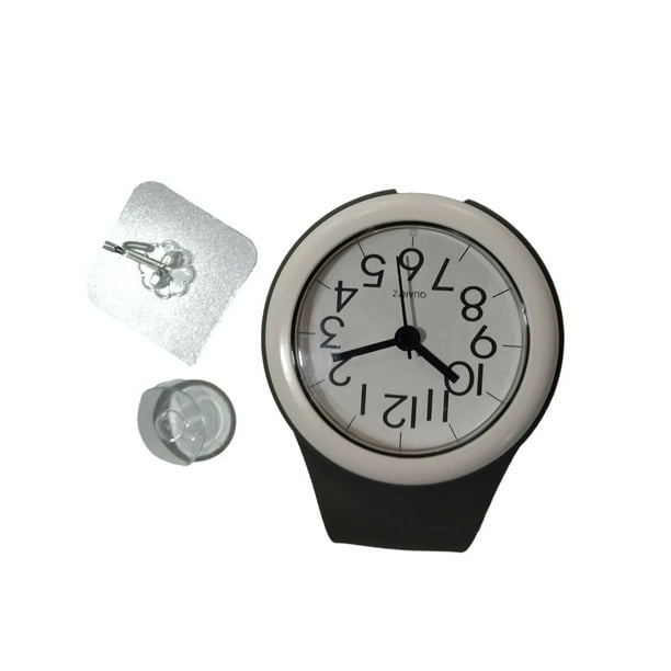 Kearding Reloj de pared de baño de PVC, portátil, impermeable, montado en la pared, a prueba de humedad, alimentado por , relojes analógicos Electrodomésticos Gris