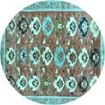 thumbnail image 1 of Ahgly Company Indoor Round Abstract Light Blue Contemporary Area Rugs, 5' Round, 1 of 4