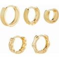 thumbnail image 6 of 1 Box 5 Pairs Huggie Hoop Earring Set 18K Gold Plated Thick Small Chunky Dainty Hoop Earring for DIY, 6 of 6