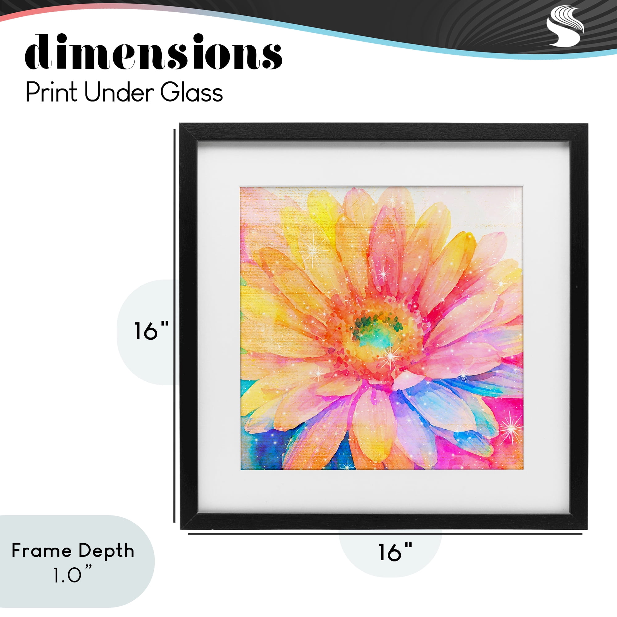 Stupell Industries Bloomtopia Shimmer Blossom Black Framed Print Under Glass, design by Vibelicious