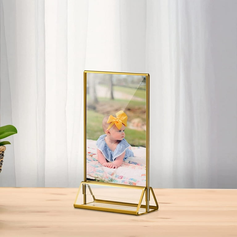 Gold Picture Frames Double Sided - 6 Pack - 4x6 Acrylic Gold Table