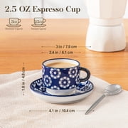 Malacasa Stackable Espresso Cups Set of 6, 2.5 oz Cappuccino Cups with Saucers and Rack, Coffee Mugs for Specialty Coffee Drinks, Latte and Tea