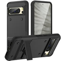 ELEHOLD Rugged Case for Google Pixel 8 Pro,Hybrid Military Grade Drop Protection Built-in Hidden Kickstand Shockproof Armor Cover for Google Pixel 8 Pro,Black