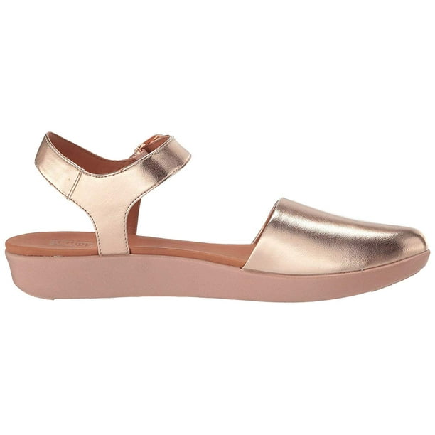 fitflop sola leather slides rose gold