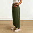 thumbnail image 7 of Barrel for Women Trendy Cropped High Waisted Patch Pocket Baggy Stretch Pants Casual Wide Leg Army Green XXL(XXL), 7 of 7