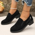 thumbnail image 5 of Womens Zipper Chunky Low Heeled Shoes Round Toe Comfortable Dress Shoes Business Wedding Office Shoes Women's Casual Loafers, 5 of 9