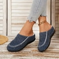 thumbnail image 2 of Wovix Women Men Slip On Moccasin Slippers Indoor Outdoor Warm Fuzzy Comfy House Shoes Fluffy Wide Loafer Slippers Daily Navy 38, 2 of 7