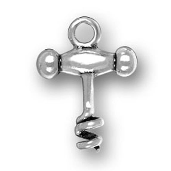 Sterling Silver 20" 1.2mm Box Chain 3D Cork Screw Pendant Necklace