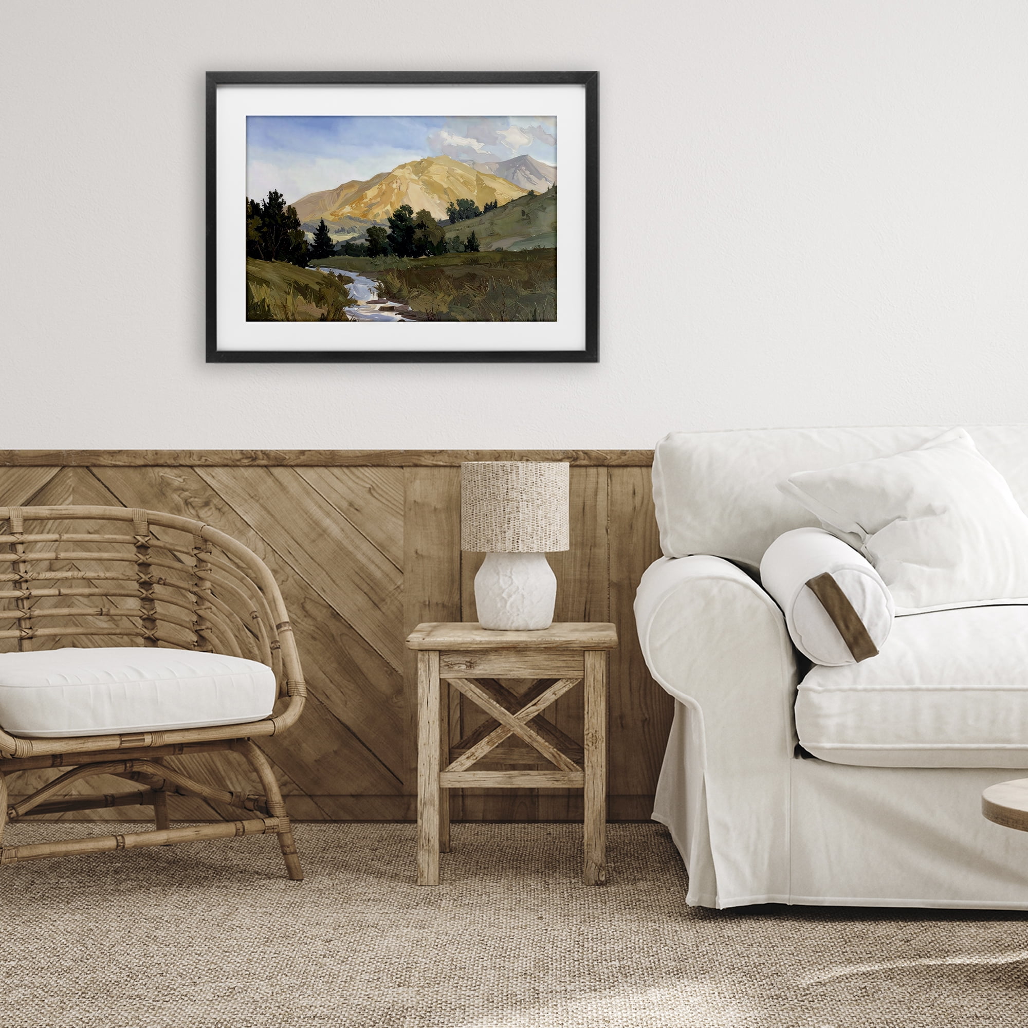 Stupell Industries Mountain Divide Valley Black Framed Print Under Glass, design by Alonza Saunders