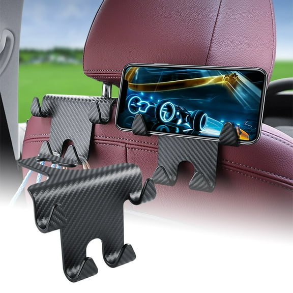 PRETXORVE Phone Holders For Your Car Car Seat Back Organizers Hooks Each Load Bearing 20 Lb Strong,Plus Mobile Phone Stand, Can Hang Items and Support The Phone