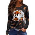 thumbnail image 3 of Womens Long Length Sleeve Tops Halloween Pumpkin Costume Ghost Fall Tees Top Casual Cute Shirt Witchy Vibes Fall Outfit, 3 of 6