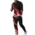 thumbnail image 3 of BiZtdJrK Mens Big and Tall Sweatsuits Casual Crewneck Long Sleeve Shirt Tops and Joggers Pants 2 Piece Sets Fashion Digital Print Tracksuits Red S, 3 of 8
