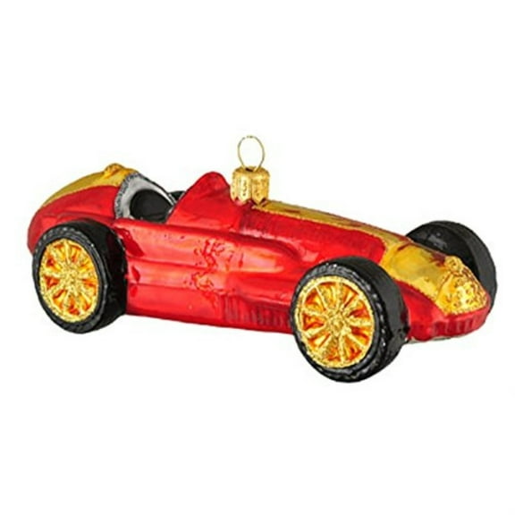 Red Race Car Polish Glass Christmas Tree Ornament Dragster Racing Made Poland