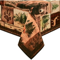 Farmhouse Square Tablecloth 55" x 55", Rustic Lodge Bear Moose Deer Table Cloth Square Table Washable, Polyester Table Cover for Dining Kitchen Party Holiday Buffet Outdoor Country Style Decor