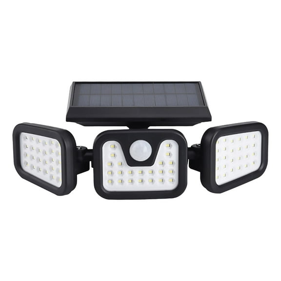 Solar Lights Outdoor, 74 Led Motion Sensor Wall Lights, 3-Headed Adjustable Floodlights, Ip65 Waterproof for Patio Garden
