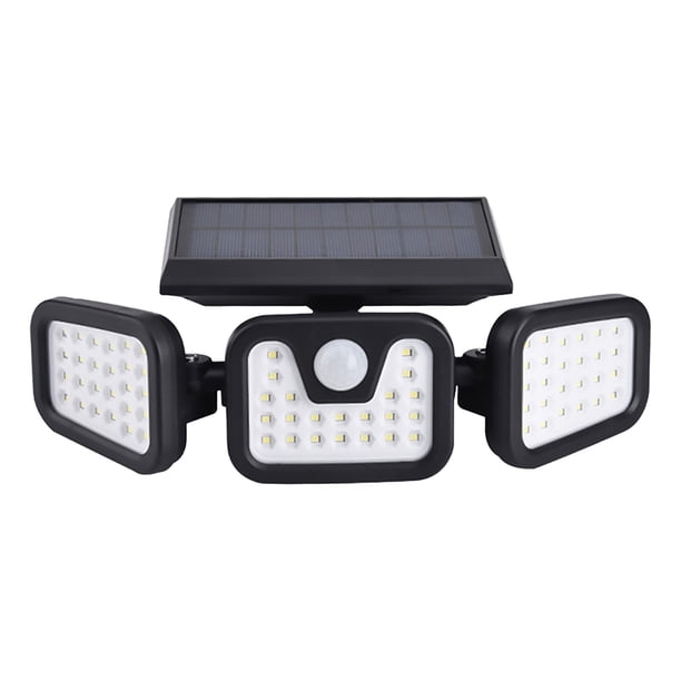 Sensor de Movimiento Al Aire Libre de Luces Solares 74Led Lámpara Giratoria de Pared de Tres Cabezas 50W Ip65 Impermeable para la Iluminación Del Patio Del Patio Del Patio