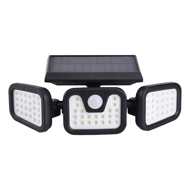 Solar Lights Outdoor Motion Sensor 74LED Rotatable Three Head Wall Lamp 50W IP65 Waterproof for Yard Pathway Courtyard Lighting