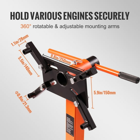 KFFKFF Engine Stand 1300lbs 360 Degree Adjustable Mounting Head Motor Hoist Dolly