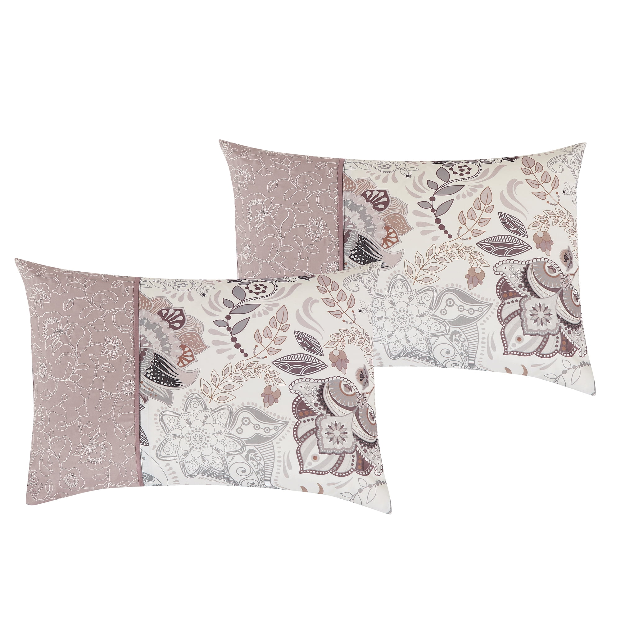 EvJk 7-Piece Luxury Comforter Set, Printed Design with Embroidery, Queen