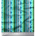 thumbnail image 1 of Soimoi Cotton Jersey Fabric Stripe & Greek Key Geometric Printed Fabric 1 Yard 58 Inch Wide, 1 of 1