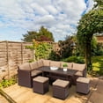 thumbnail image 4 of Ktaxon 8 Pieces Patio Rattan Wicker Furniture Set Soft Cushions, Wicker Conversatuon Set for Gathering, Rattan Dining Set for Garden, Porch, Deck, Yard, Brown, 4 of 8