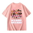 thumbnail image 4 of XUELUO Toddler Girls Tops & T-Shirts Summer Cartoon Print Round Neck Drop Shoulder Short Sleeve Loose T Shirts Sportwear,Pink,3-4 Years, 4 of 5