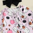 thumbnail image 6 of WIBACKER Newborn Baby Girl Halloween Footie Romper with Headband, Ghost Zipper Sleeper for Infant Girls Outfit Set 3-6M, 6 of 8