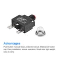 thumbnail image 4 of Unique Bargains Circuit Overload Protector 12A AC125/250V DC32V Push Button Thermal Circuit Breaker with Waterproof Caps 2pcs, 4 of 5