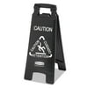 Rubbermaid Commercial Executive 2-Sided Multi-Lingual Caution Sign, Black/White, 10 9/10 x 26 1/10 -RCP1867505
