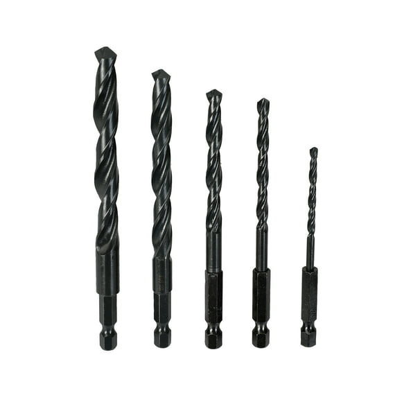 Hyper Tough 5-Piece 1/4-inch Hex Shank HSS Drill Bit Set