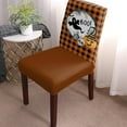 thumbnail image 2 of Dining Chair Slipcover, Halloween Boo Pumpkin Skull Ghost Tombstone Circle Orange Black Plaid Stretch Kitchen Chair Covers Removable Parsons Chair Protector Covers for Dining Room Party, Set of 4, 2 of 6