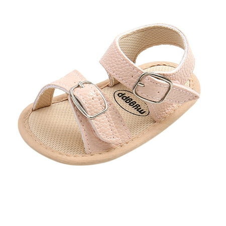 

nsendm Soft Boys Girls Non-Slip Walking Sandals Shoes Sole Rubber Summer Baby Flat Baby Shoes Pool Shoes for Kids Sandal Pink 13\12-18m