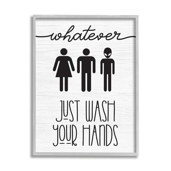 Stupell Industries Whatever Just Wash Your Hands Outer Space Alien, 16 x 20, Design by Daphne Polselli