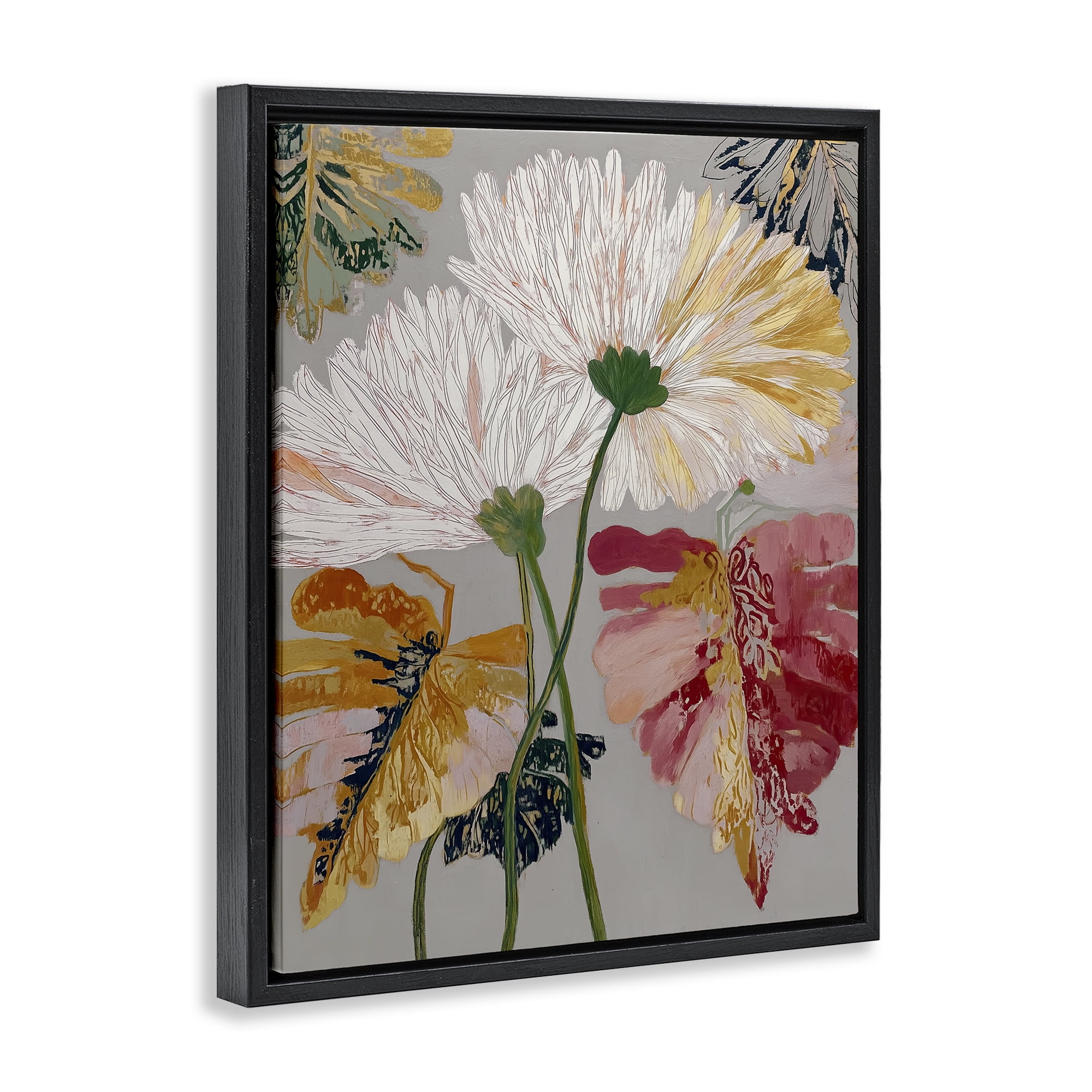 Playful Assumptions Flowers Black Framed Floater Canvas Wall Art, design by Annabelle Hall