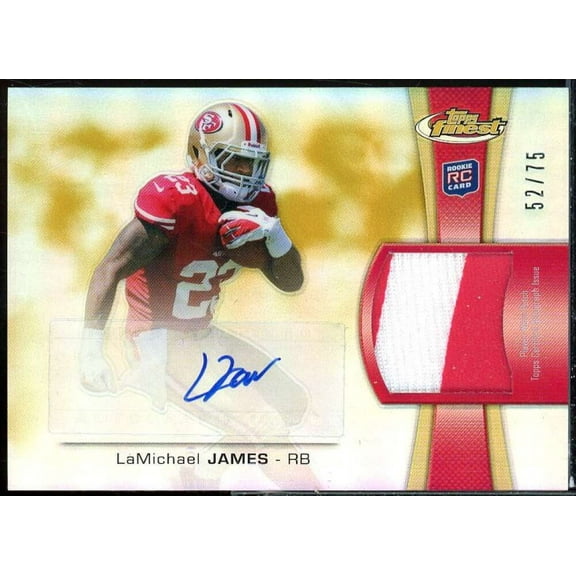 LaMichael James Card 2012 Finest Rookie Patch Autographs Gold Refractors #RAPLJ